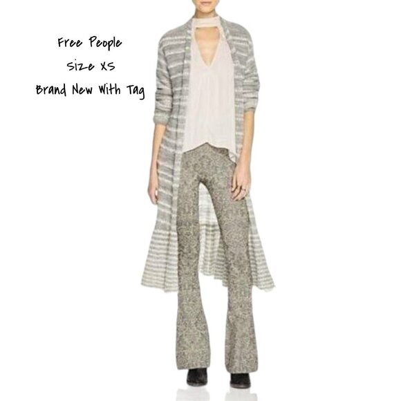 Free People Duster Cardigan Sweater Open-Front Striped Size XS New With Tag - Picture 1 of 4